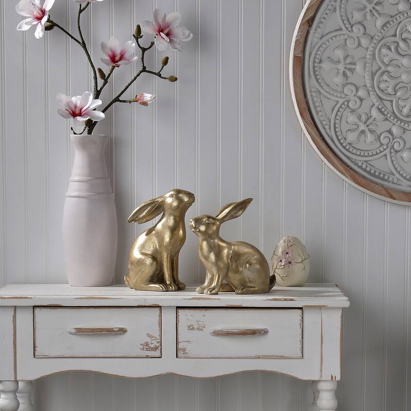 9" Resin Golden Bunny