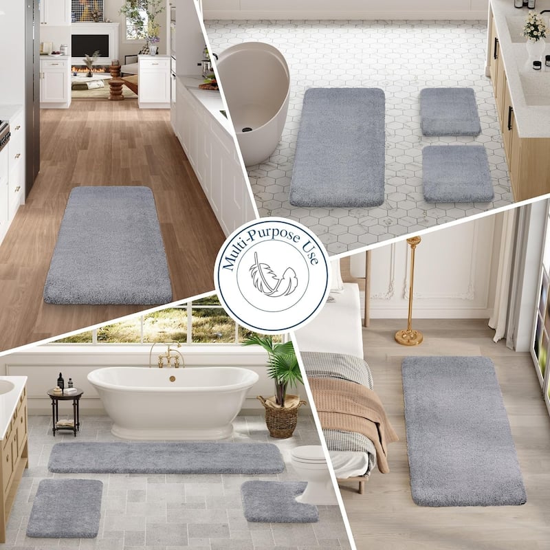 Bathroom Rug Non Slip Bath Mat for Bathroom, Water Absorbent Soft Microfiber Shaggy Bathroom Mat Machine Washable Bath Rug