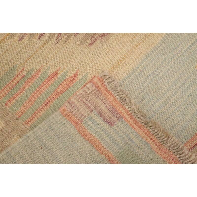 Hand Woven Oriental 100% Wool Carpet Southwestern Tribal Multi-Colored Kilim Runner Rug - 8' 0'' X 2' 2''