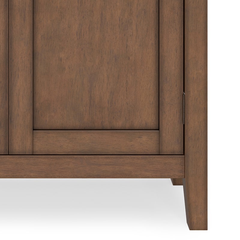 Wyndenhall Mansfield 36 inch Wide Solid Wood Transitional Entryway Storage Cabinet in Rustic Natural Aged Brown
