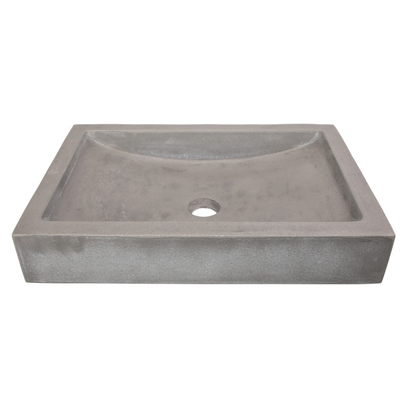 Eden Bath Shallow Wave Concrete Rectangular Vessel Sink - Gray