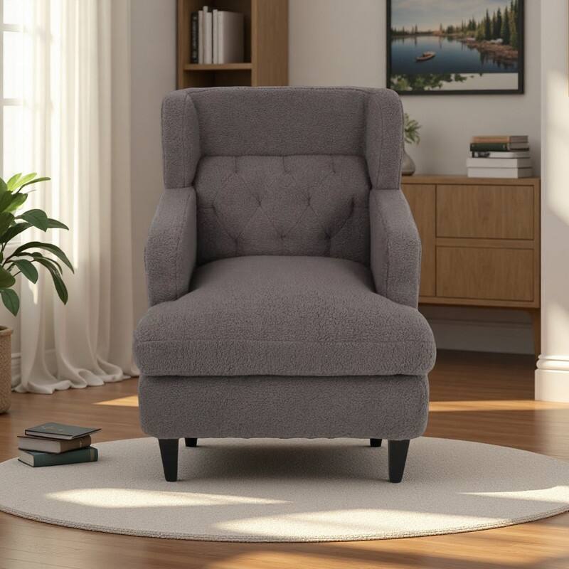 Teddy Fabric Tufted Accent Chair with 400lb Weight Capacity - Brown