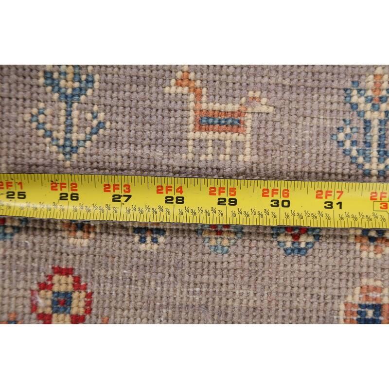 Tribal Geometric Kazak Oriental Wool Area Rug Handmade Foyer Carpet - 3'2" x 4'10"