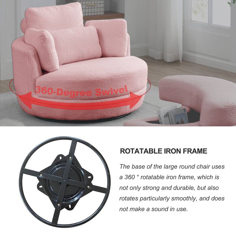 39"W Moon Upholstered Swivel Accent Barrel Chair with Storage Ottoman for Living Room - 51 x 39 x 30.5