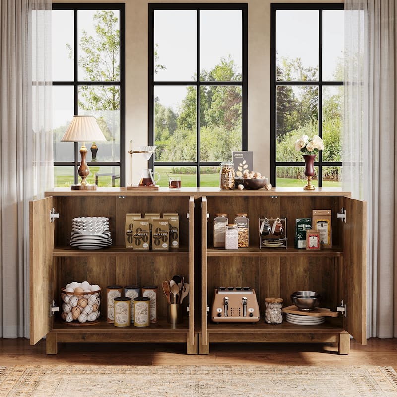Wood Sideboard Buffet Cabinet, Adjustable Shelves, Living Room Dining Room Hallway Coffee Bar Media TV Console Storage Cabinet