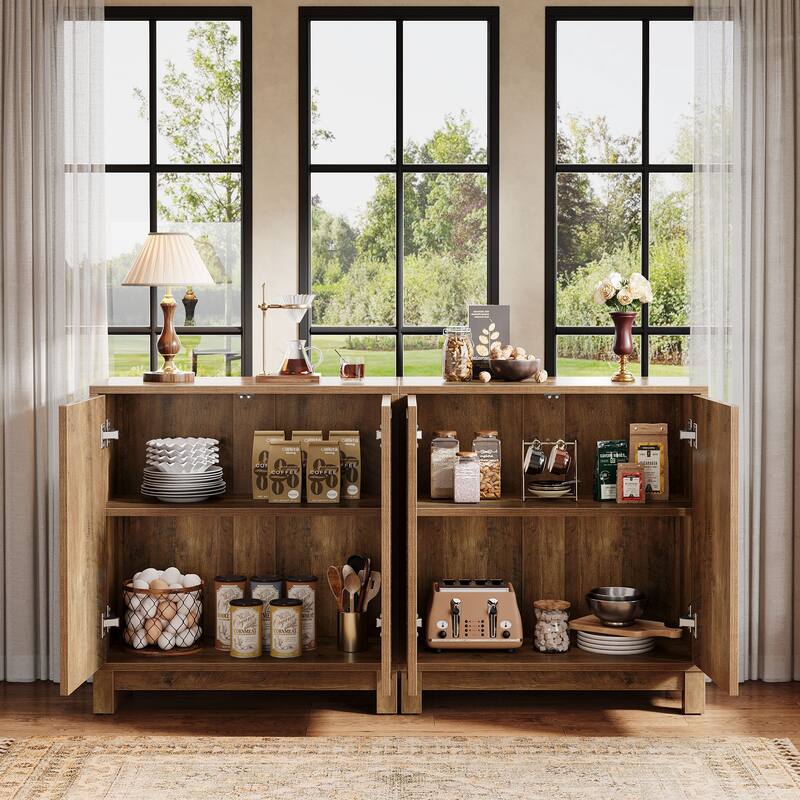 Wood Sideboard Buffet Cabinet, Coffee Bar Media TV Console Storage Cabinet for Living Room Dining Room Hallway