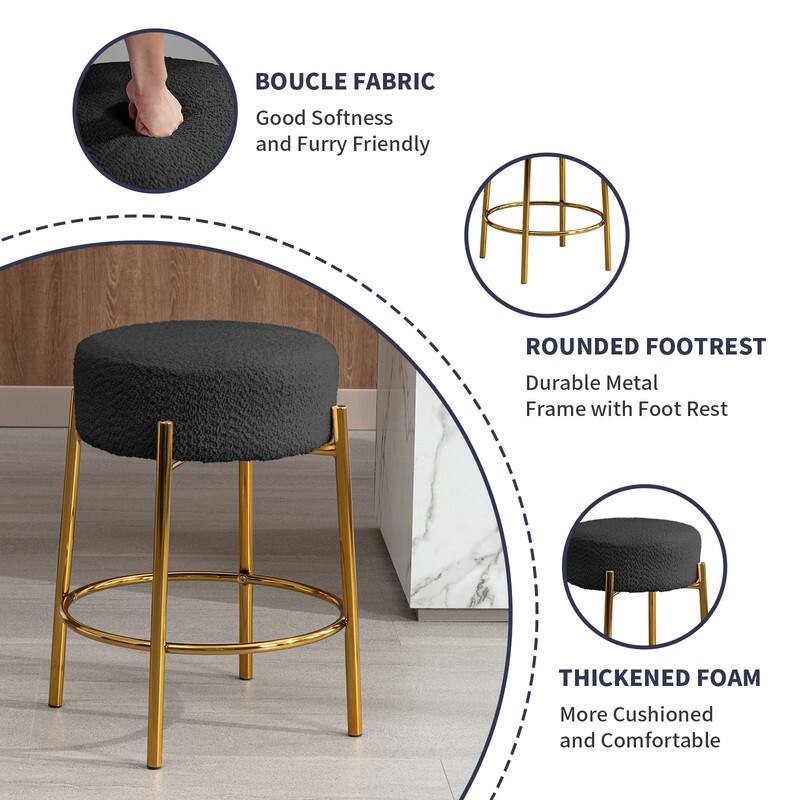 Mixoy Backless 24"Counter Height Velvet Bar Stools with steel Legs
