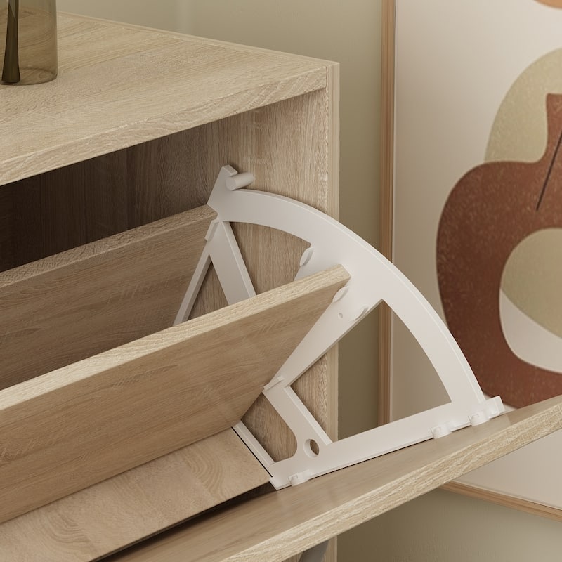 Modern Shoe Storage Cabinet for Entryway, 2 Tier Floor Shoes Cabinet