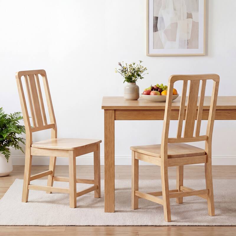 Gymax Dining Chairs Set of 4 Rubber Wood Dining Room Chairs w/