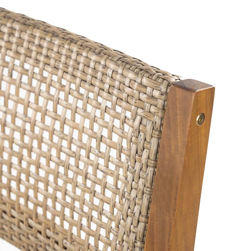 Christopher Knight Home - Coastline Outdoor Acacia Wood 5-Piece Dining Set with Wicker Chairs