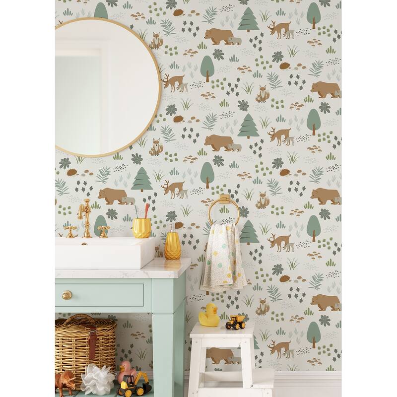 Chesapeake Finola Moss Bears Wallpaper - 20.9 x 396 x 0.025