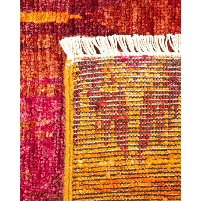 Overton Hand Knotted Wool Vintage Inspired Modern Contemporary Modern Red Area Rug - 4' 0" x 6' 4"