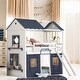 preview thumbnail 2 of 25, Twin Size House Shaped Bunk Beds for Kids with Roof, Bunk Beds with Windows, Kids Beds