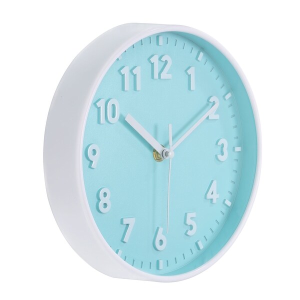 8 Inch Wall Clock, 3D Number Quartz Silent Round Wall Clocks - Bed