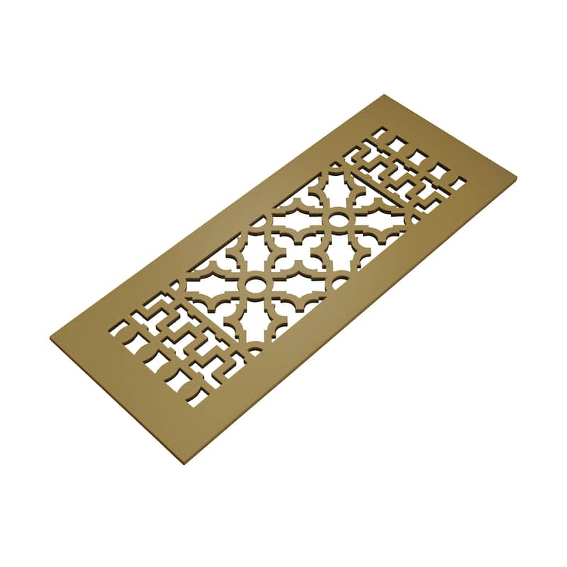 Reggio Registers Scroll Series 4" x 8" Grille with Mounting Holes - Sun Gold Aluminum