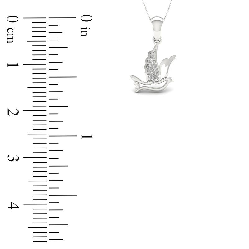 1/20ct TDW Diamond Soaring Dove Pendant Necklace in Silver for Women - White