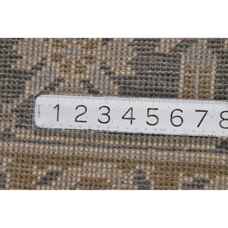 All-Over Gray Oushak Indian Area Rug Hand-Knotted Wool Carpet - 8'1"x 9'11"