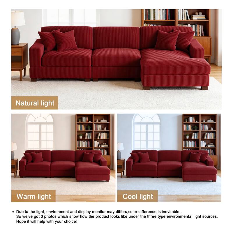 Oversized L-shaped Modular Sectional Sofa with Chaise Lounge