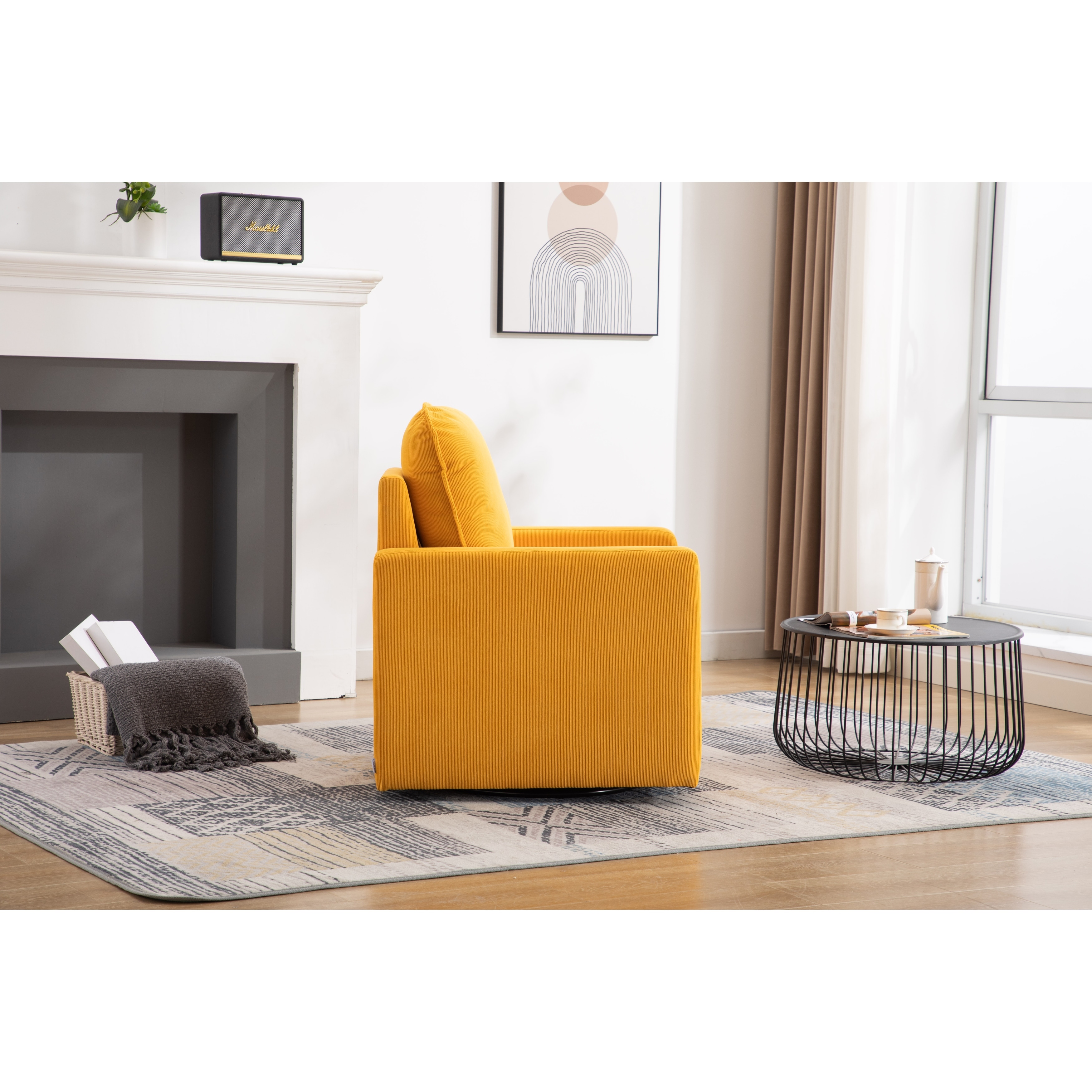 Swivel Round Accent Chair Sofa 360 Degree Swivel Barrel Club
