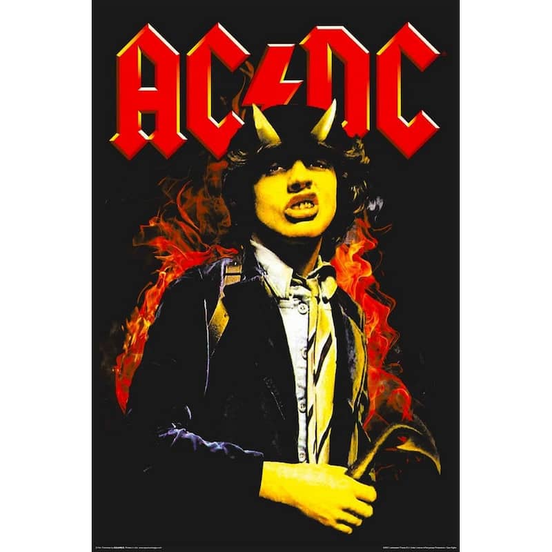 AC/DC Horns Non Flock Blacklight Art Poster - 24 x 36 Inch