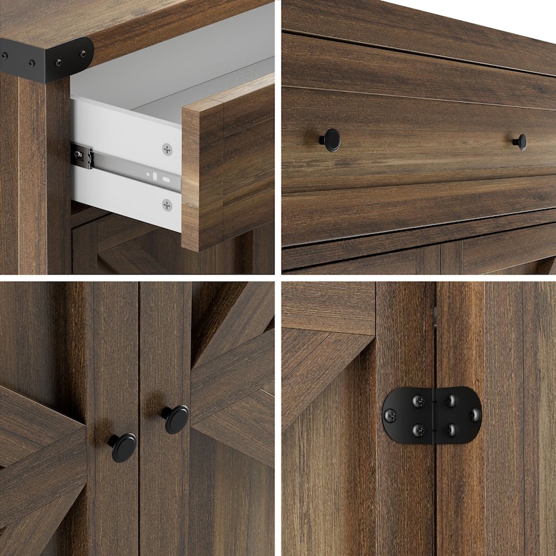 Furniwell Storage Cabinet Modern Farmhouse Kitchen Sideboard
