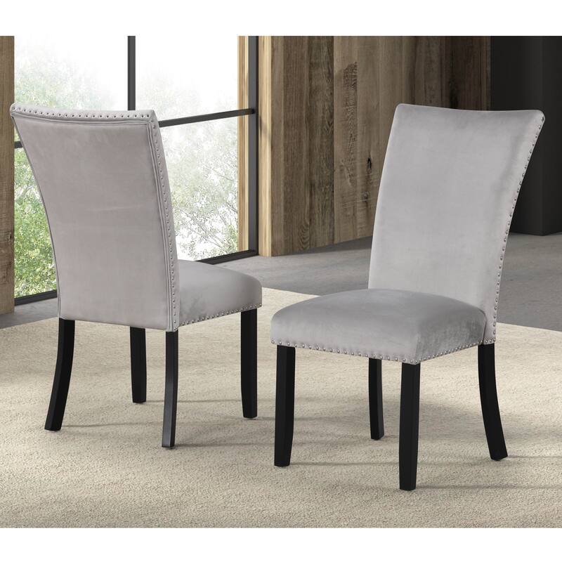 Furniture of America Cots Modern Nailhead Dining Side Chairs (Set of 2) - Light Grey