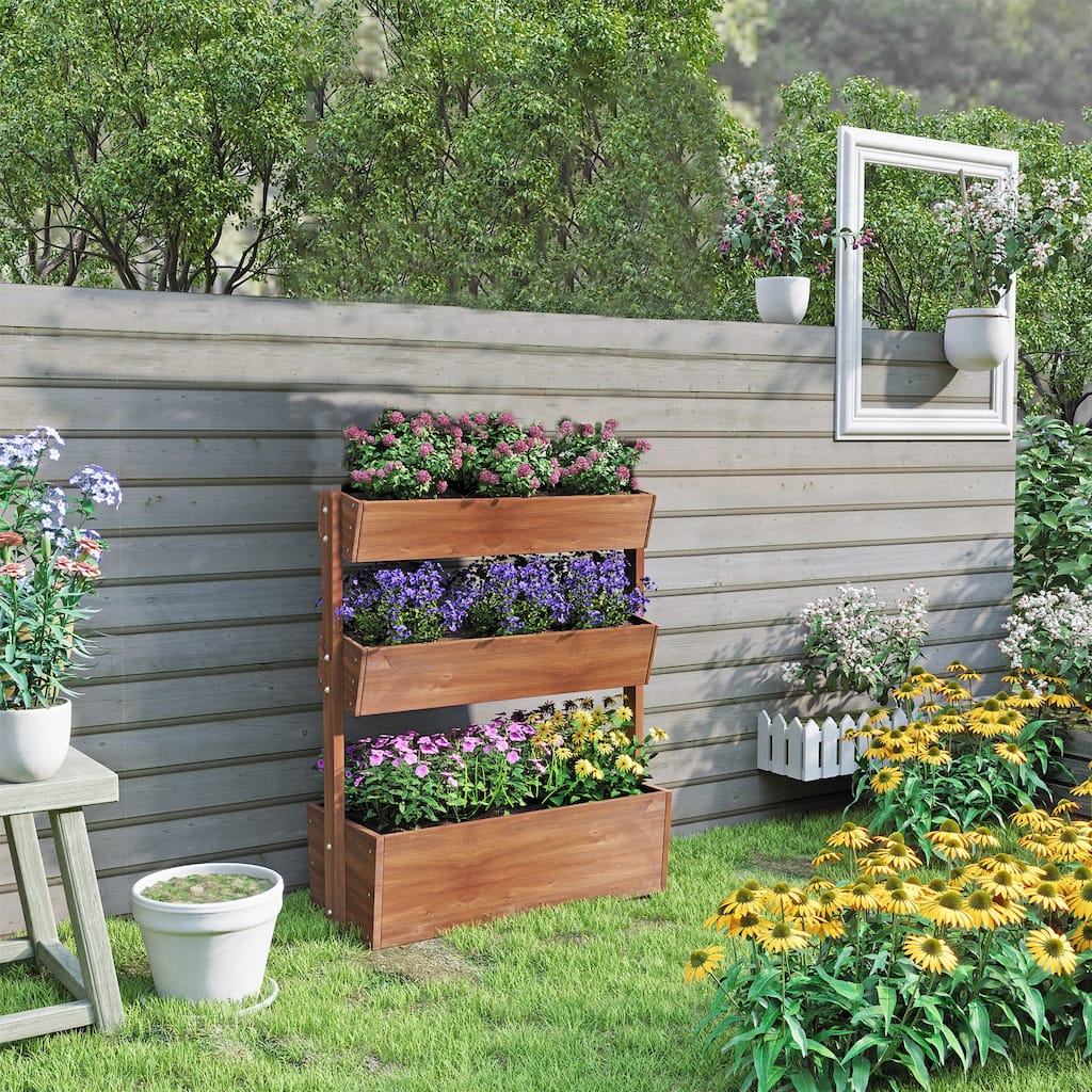 Wooden Raised Garden Bed,3 Tier Vertical Garden Planter Outdoor - 18"D x 34"W x 46"H