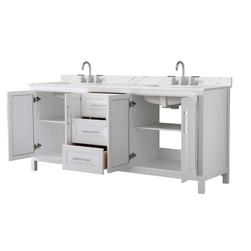 Daria 80-inch Double Vanity, 3 Hole Quartz Top