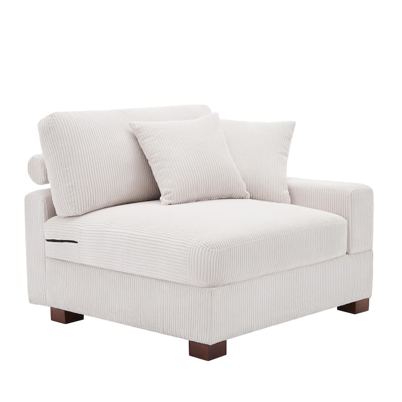 Modern L-Shaped Corduroy Modular Sectional Couch Sofa with Pillows