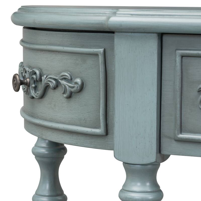 Modern Curved Console Table Sofa Table Entryway Table with 4 Drawers and 1 Shelf, for Hallway Living Room