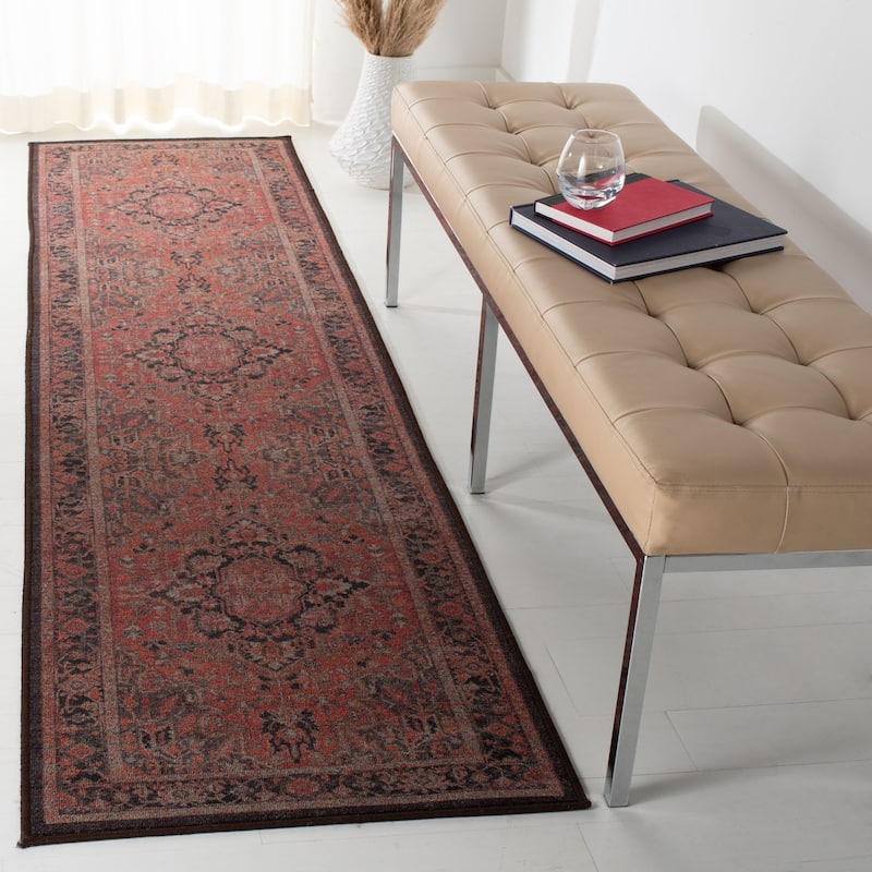 SAFAVIEH Journey Machine Washable Slip Resistant Meryl Traditional Oriental - 2' 2" x 13' - Navy/Red - Runner