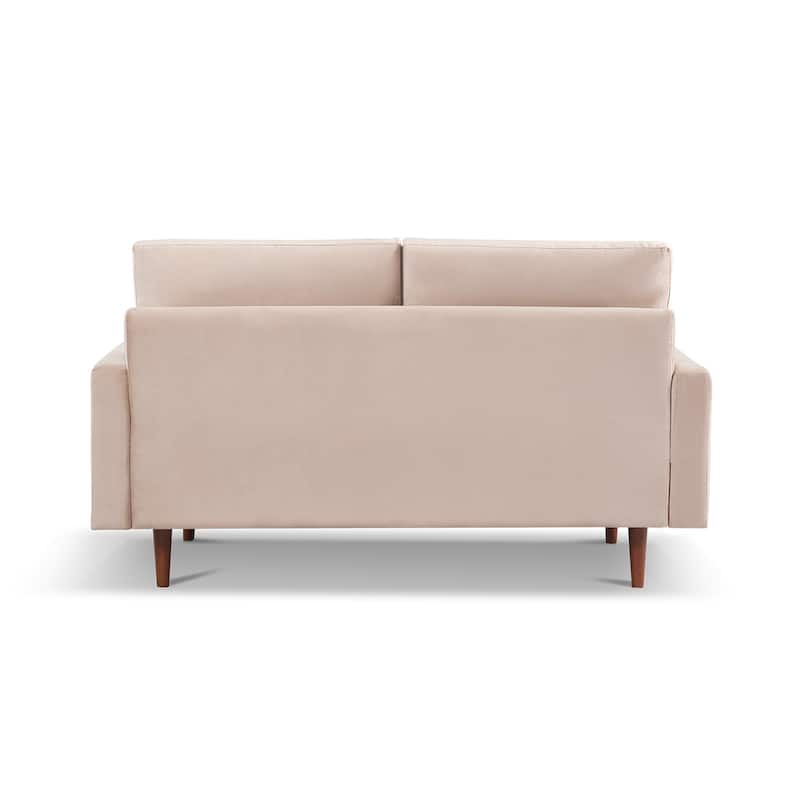 HomeRoots 69" Beige Velvet Sofa With Dark Brown Legs - 69