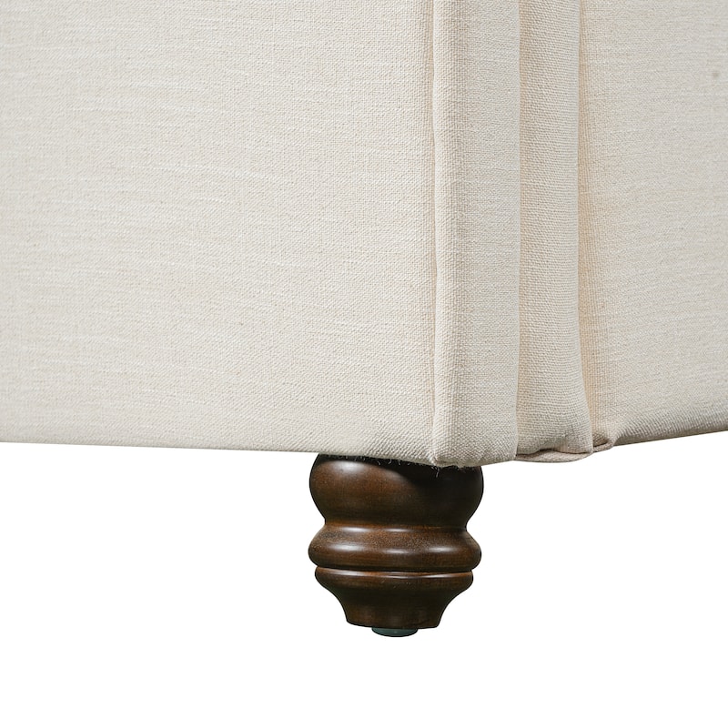 Christopher Knight Home - Modern Linen Upholstered Bed Frame with Solid Wood Legs and a Robust Headboard and Footboard