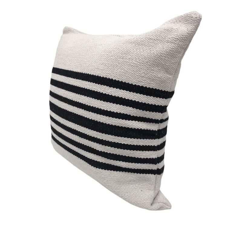22" Black and White Bold Striped Square Throw Pillow
