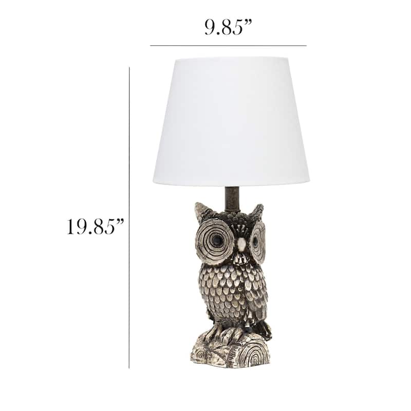 Night Owl Bedside Table Lamp with Tapered Drum Shade - 19.75" - Brown and White