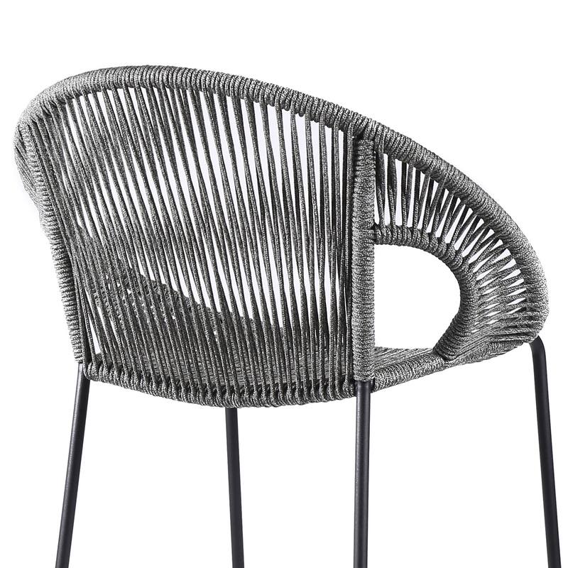 HomeRoots 40" Light Gray Metal Low back Outdoor Counter Height Bar chair with Footrest