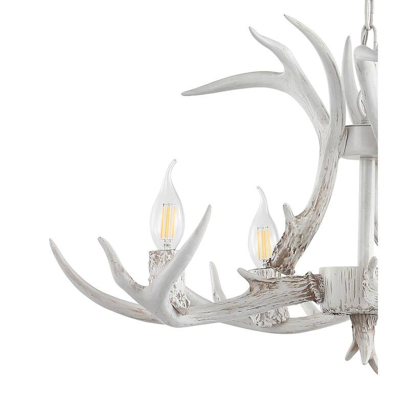 Apollo 26" Adjustable Resin Antler 4-Light LED Chandelier, by JONATHAN Y