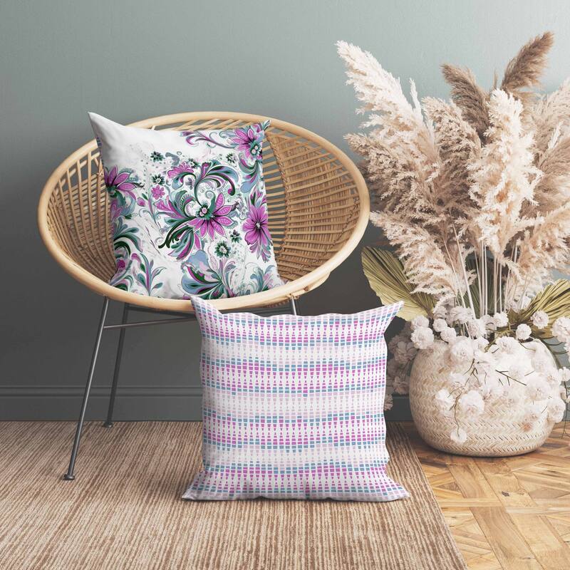 Wild Flora Fusion Indoor/Outdoor Reversible Throw Pillow Green and Lavender
