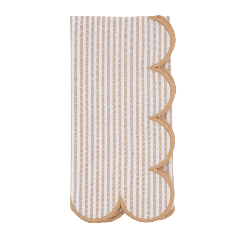 Striped Pattern Cotton Decorative Napkins (Set of 4) - Finished Edge Detail for Dining and Entertaining, 20"x20" - Set of 4 - Natural