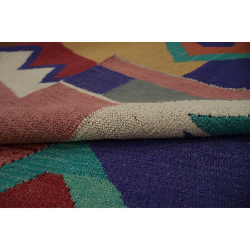 Hand Woven Oriental 100% Wool Carpet Southwestern Modern Multi-Colored Kilim Area Rug - 9' 10'' X 8' 0''