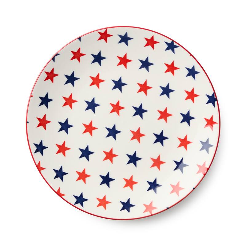 Certified International Patriotic Pad Print 8.75" Salad Plates, Set of 6 - 8.75"L x 8.75"W x 1.00"H