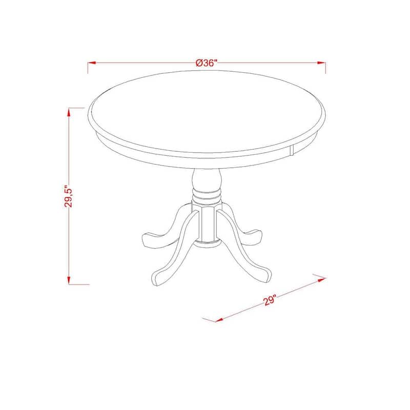East West Furniture Kitchen Table Set Includes a Round Dining Table and Upholstered Chairs, Antique Walnut (Pieces Options)