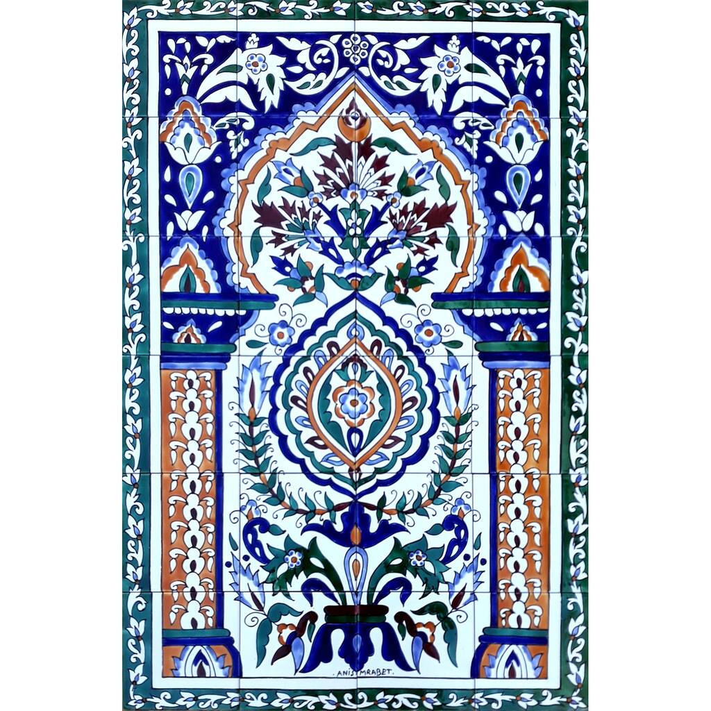 24in x 36in Moroccan Arch Gate Design 24pc Tile Ceramic Wall Mural