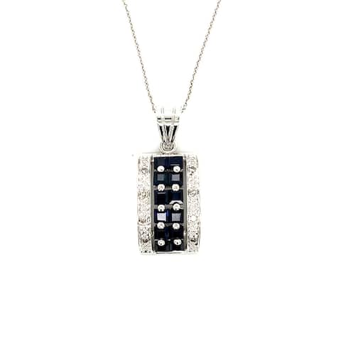 Kabella 14kt Double Row Sapphire Diamond Pendant