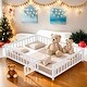 preview thumbnail 1 of 24, Full Size Floor Platform Bed with Fence,Door,Support Slats White
