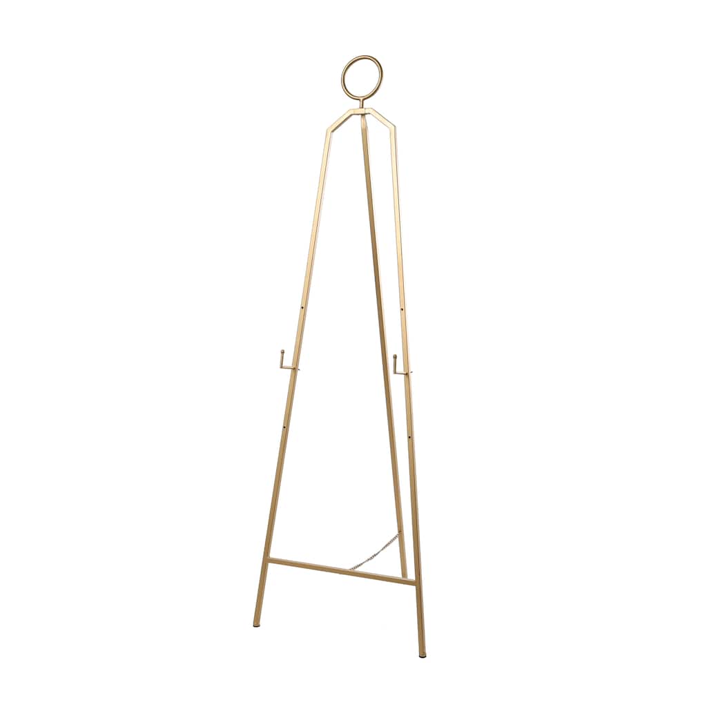Metal Tall Adjustable Minimalistic Tabletop Display 3 Tier Easel with Circular Ring Top - Gold - Roche River Decor