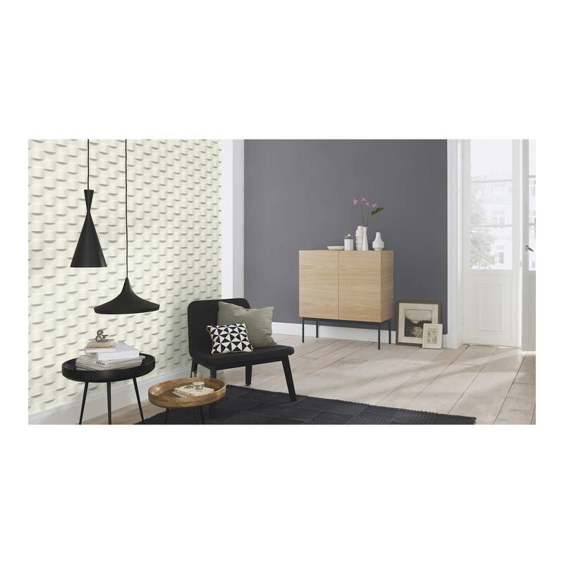Rasch Clarice Grey Geometric Ripple Wallpaper - 20.5 x 396 x 0.025
