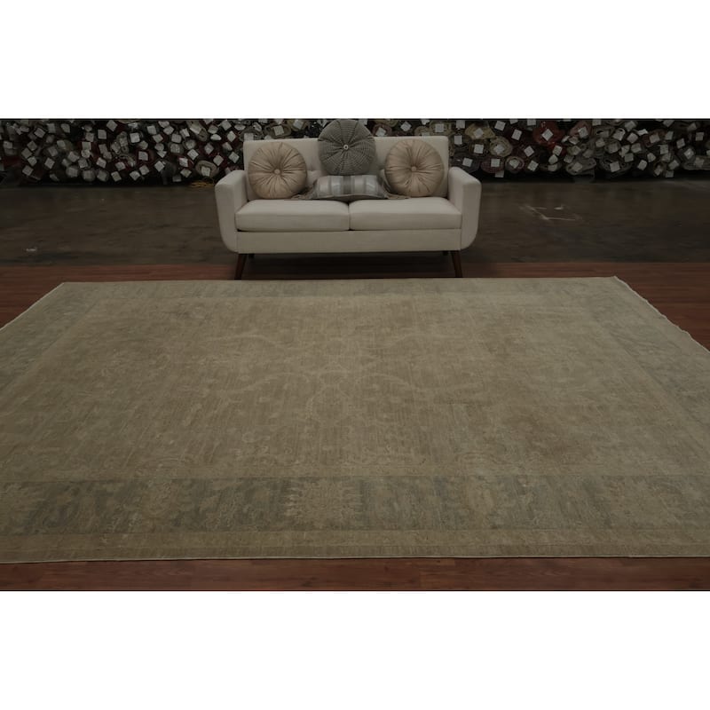 Hand Knotted Oriental 100% Wool Carpet Traditional Floral Brown Ziegler Area Rug - 11' 8'' X 9' 0''