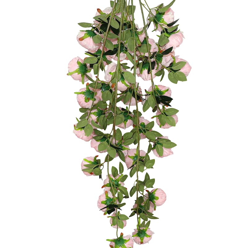 Blush Pink Artificial Peony Flower Stem Hanging Spray Bush 48in - 48" L x 15" W x 6" DP