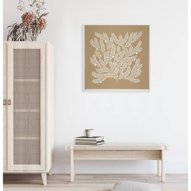 Kate and Laurel Sylvie Tan White Tree of Life Framed Canvas by Cat Coquillette